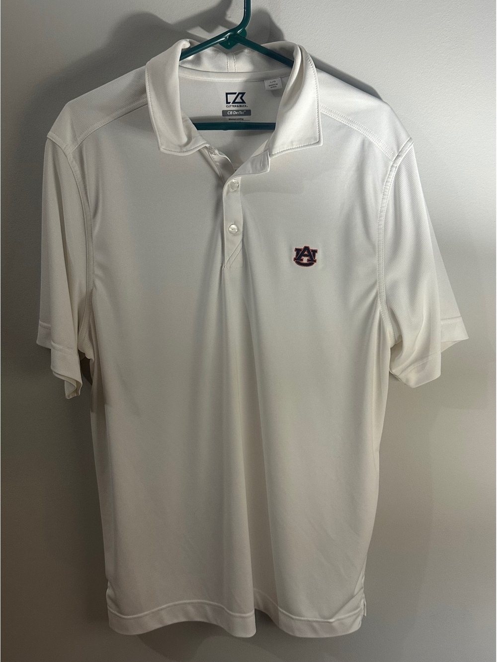 Cutter & Buck Auburn Drytec white polo large embroidered logo game day tigers